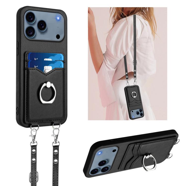 R20 Crossbody Rope Ring Card Holder Phone Case, For iPhone 17 Pro Max, For iPhone 17 Pro, For iPhone 17, For iPhone Air