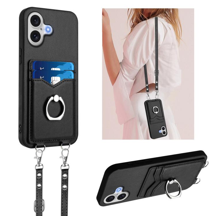 R20 Crossbody Rope Ring Card Holder Phone Case, For iPhone 17 Pro Max, For iPhone 17 Pro, For iPhone 17, For iPhone Air
