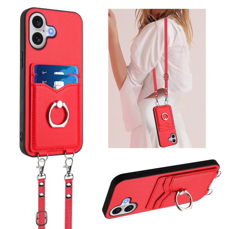 R20 Crossbody Rope Ring Card Holder Phone Case, For iPhone 17 Pro Max, For iPhone 17 Pro, For iPhone 17, For iPhone Air