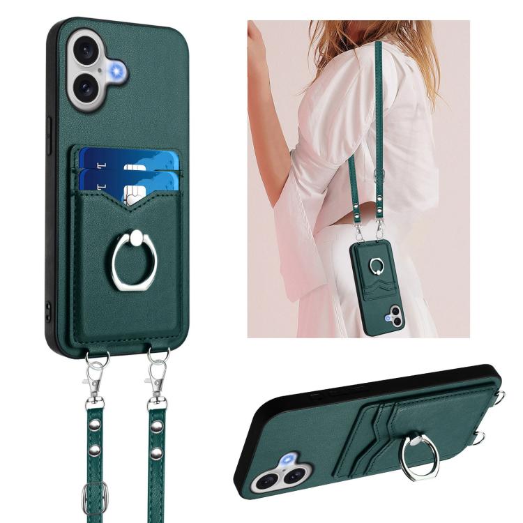 R20 Crossbody Rope Ring Card Holder Phone Case, For iPhone 17 Pro Max, For iPhone 17 Pro, For iPhone 17, For iPhone Air