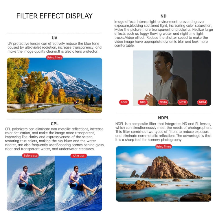For DJI Osmo Action 4 JUNESTAR Threaded Camera Lens Filter, Filter:Red Diving Filter