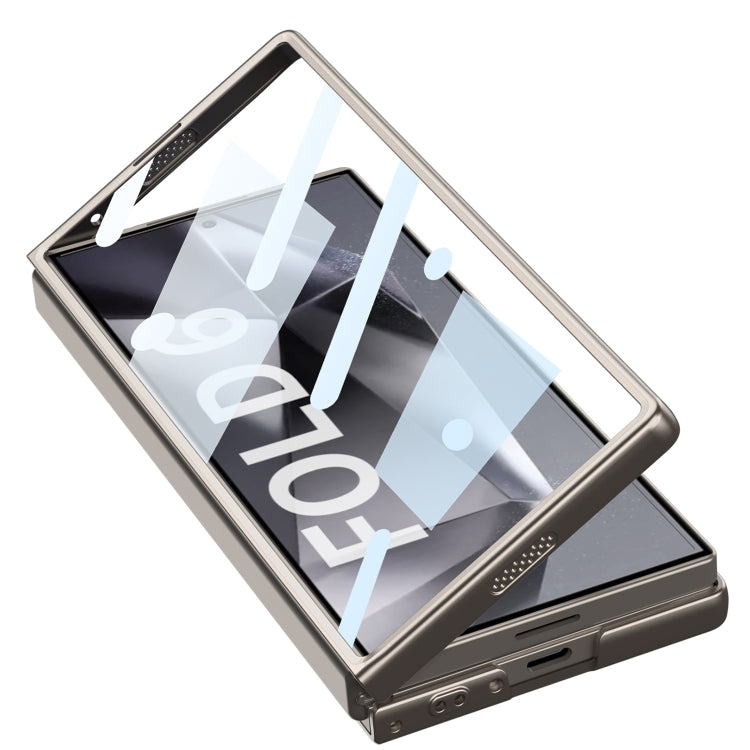 For Samsung Galaxy Z Fold6 GKK Integrated Ultra-thin Sliding Window Card Slot Phone Case(Silver)