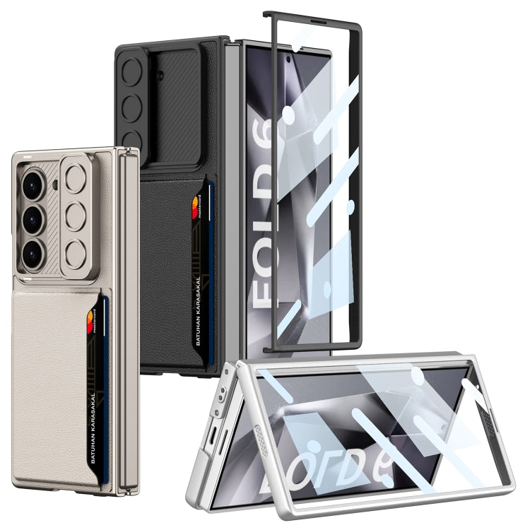 For Samsung Galaxy Z Fold6 GKK Integrated Ultra-thin Sliding Window Card Slot Phone Case(Carbon Fiber)