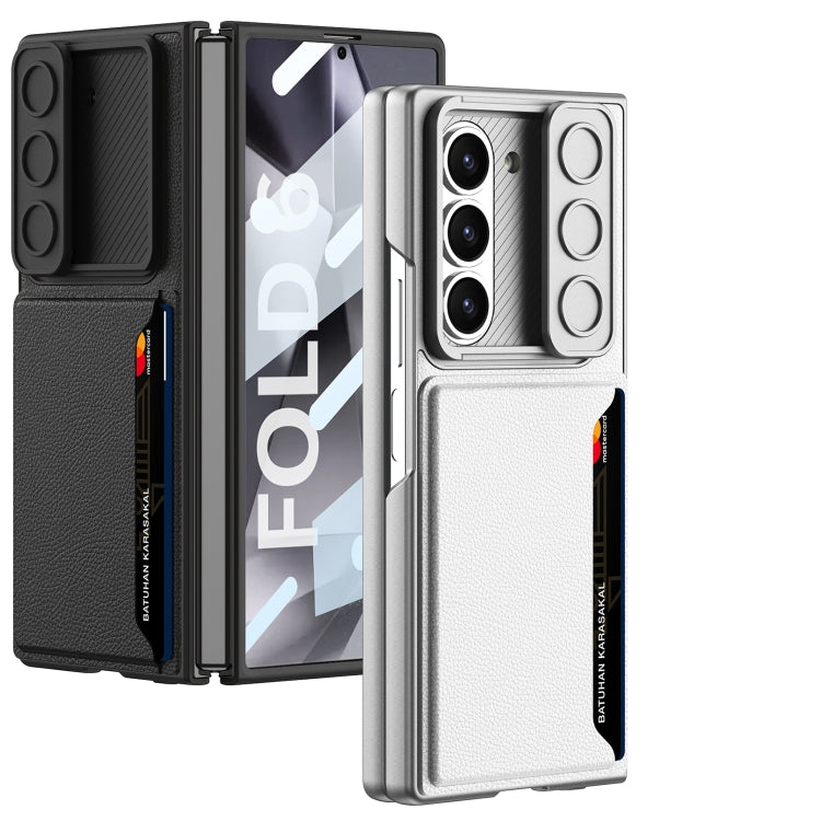 For Samsung Galaxy Z Fold6 GKK Integrated Ultra-thin Sliding Window Card Slot Phone Case(Titanium Gray)