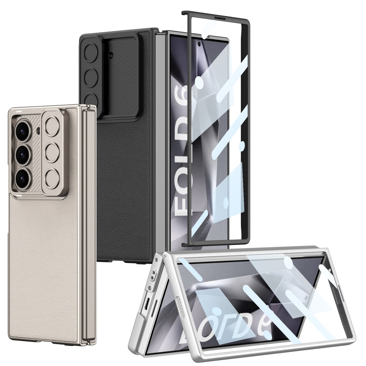 For Samsung Galaxy Z Fold6 GKK Integrated Ultra-thin Sliding Window Leather Phone Case(Silver)