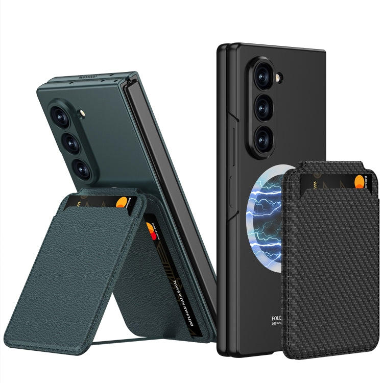 For Samsung Galaxy Z Fold6 GKK Integrated Magsafe Detachable Card Slot Phone Case(Carbon Fiber)