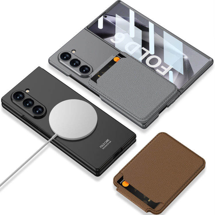 For Samsung Galaxy Z Fold6 GKK Integrated Magsafe Detachable Card Slot Phone Case(Carbon Fiber)