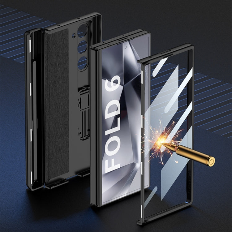 For Samsung Galaxy Z Fold6 GKK Integrated Magnetic Full Coverage Flip Phone Case with Pen Box, Not Included Pen(Gold)