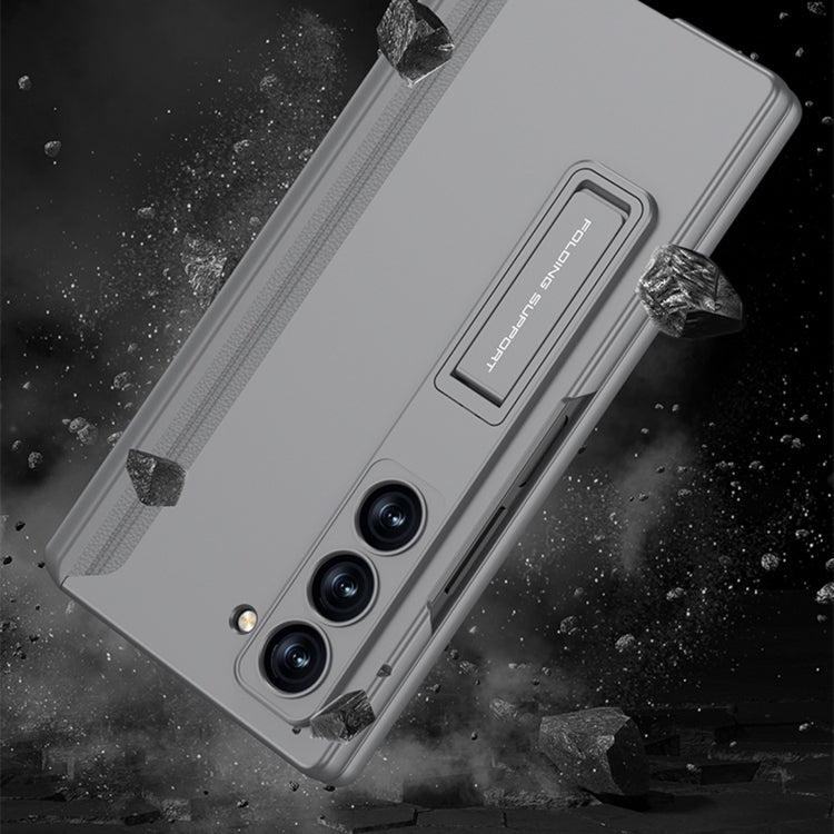 For Samsung Galaxy Z Fold6 GKK Integrated Magnetic Full Coverage Flip Phone Case with Pen Box, Not Included Pen(Titanium Gray)