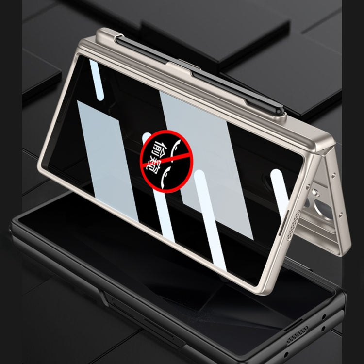 For Samsung Galaxy Z Fold6 GKK Integrated Anti Peep Full Coverage Magnetic Fold Phone Case with Pen Slot, Not Included Pen(Silver)