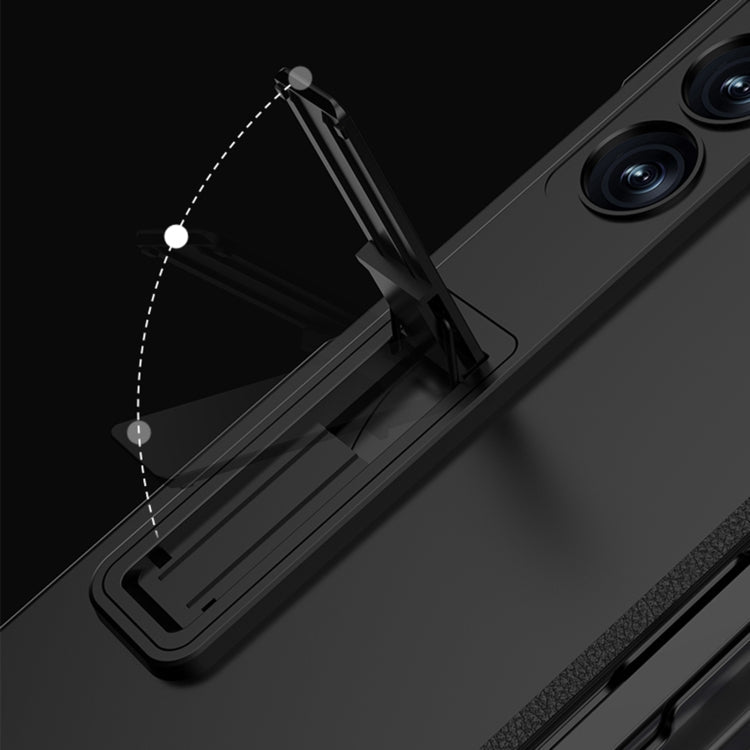 For Samsung Galaxy Z Fold6 GKK Integrated Anti Peep Full Coverage Magnetic Fold Phone Case with Pen Slot, Not Included Pen(Gold)