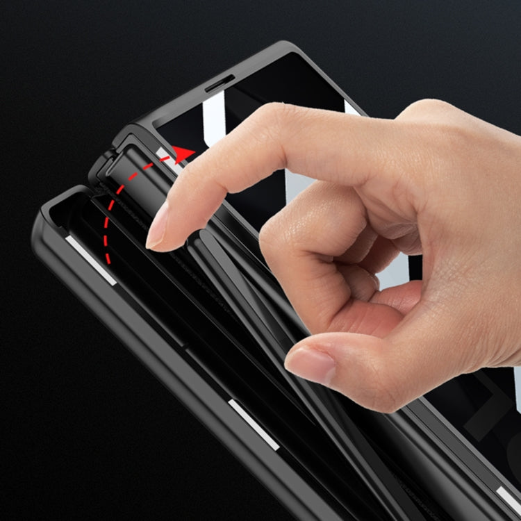 For Samsung Galaxy Z Fold6 GKK Integrated Anti Peep Full Coverage Magnetic Fold Phone Case with Pen Box, Not Included Pen(Black)