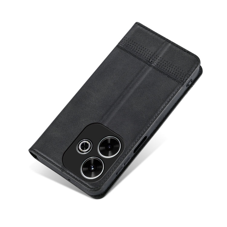 For Xiaomi Redmi Note 13R AZNS Magnetic Calf Texture Flip Leather Phone Case(Black)