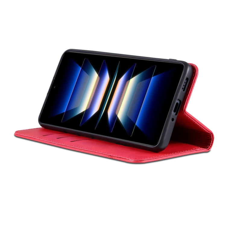 For Redmi Note 14 Pro+ 5G AZNS Magnetic Calf Texture Flip Leather Phone Case(Red)