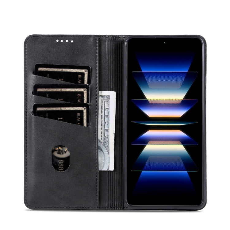 For Redmi Note 14 Pro+ 5G AZNS Magnetic Calf Texture Flip Leather Phone Case(Black)