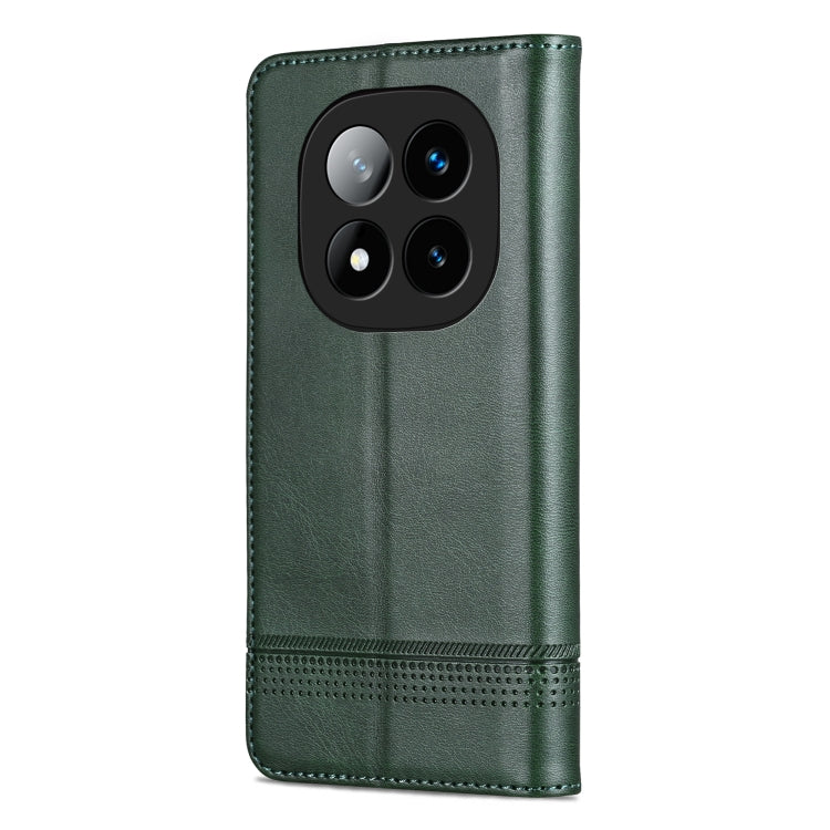 For Redmi Note 14 Pro+ 5G AZNS Magnetic Calf Texture Flip Leather Phone Case(Dark Green)