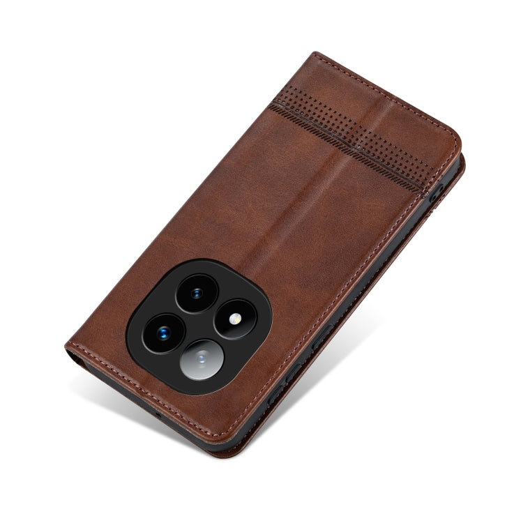 For Redmi Note 14 Pro+ 5G AZNS Magnetic Calf Texture Flip Leather Phone Case(Dark Brown)
