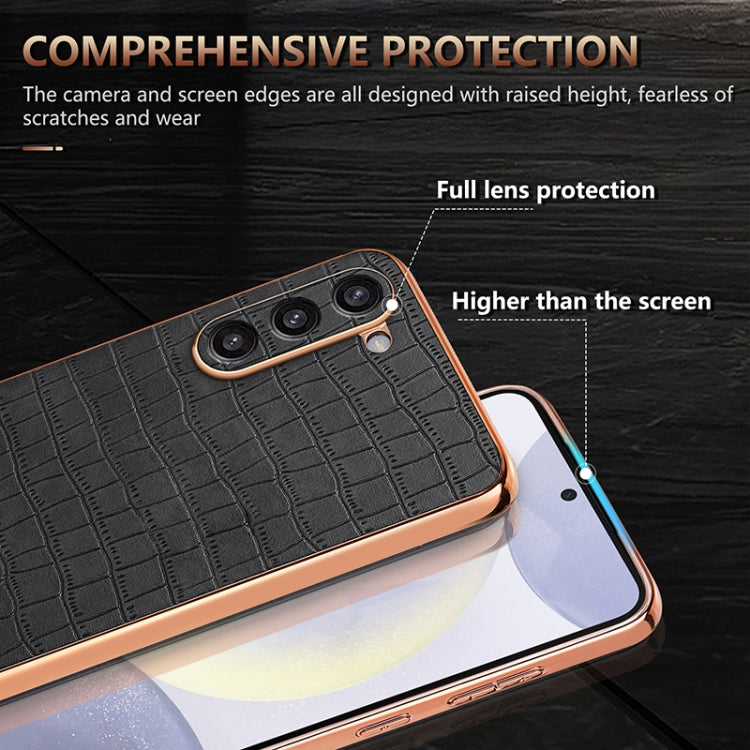 For Samsung Galaxy S23+ 5G AZNS Electroplated Frame Crocodile Texture Full Coverage Phone Case(Blue)