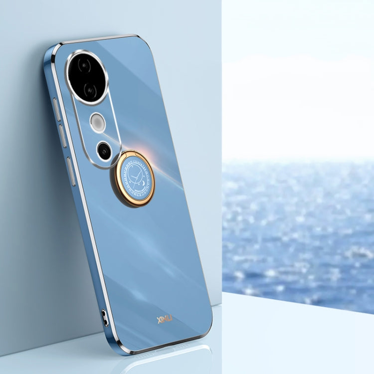 For vivo S19 XINLI Straight Edge 6D Electroplate TPU Phone Case with Ring Holder(Celestial Blue)