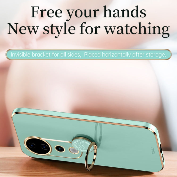 For vivo S19 Pro XINLI Straight Edge 6D Electroplate TPU Phone Case with Ring Holder(White)