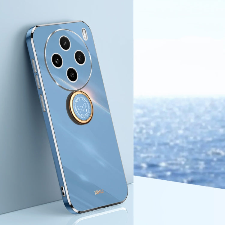 For vivo X100S XINLI Straight Edge 6D Electroplate TPU Phone Case with Ring Holder(Celestial Blue)