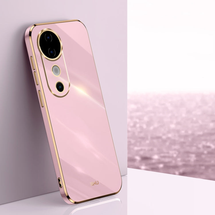 For vivo S19 XINLI Straight Edge 6D Electroplate TPU Phone Case(Cherry Purple)