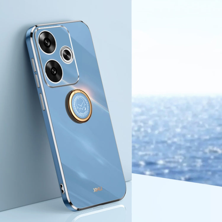 For Xiaomi Redmi Turbo 3 XINLI Straight Edge 6D Electroplate TPU Phone Case with Ring Holder(Celestial Blue)