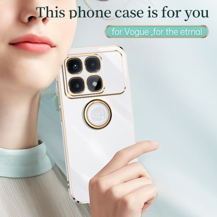 For Redmi K70 Ultra XINLI Straight Edge 6D Electroplate TPU Phone Case with Ring Holder(Cherry Purple)