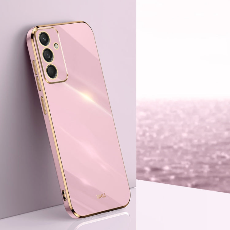 For Samsung Galaxy M55 XINLI Straight Edge 6D Electroplate TPU Phone Case(Cherry Purple)