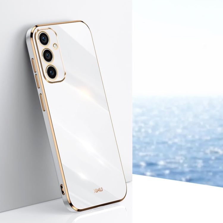 For Samsung Galaxy M35 XINLI Straight Edge 6D Electroplate TPU Phone Case(White)