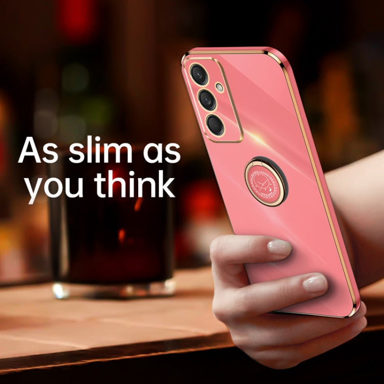 For Samsung Galaxy M55 XINLI Straight Edge 6D Electroplate TPU Phone Case with Ring Holder(Cherry Purple)