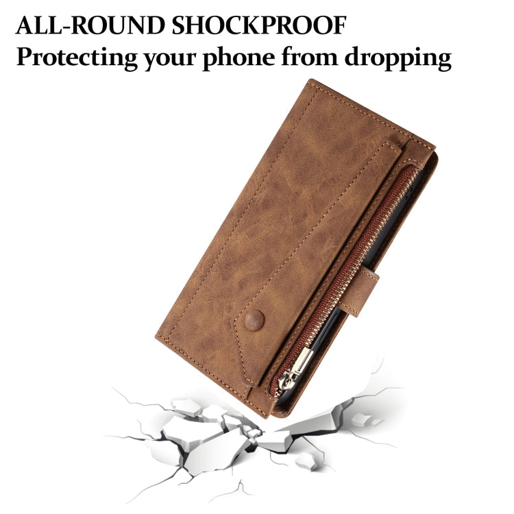 For Samsung Galaxy S25 5G ESEBLE Retro Frosted RFID Flip Leather Phone Case(Brown)