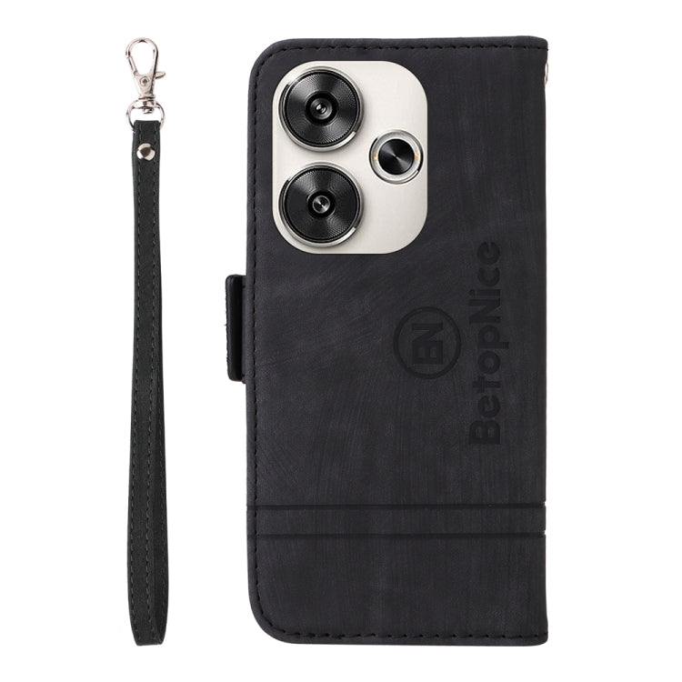For Xiaomi Poco F6 BETOPNICE Dual-side Buckle Leather Phone Case(Black)