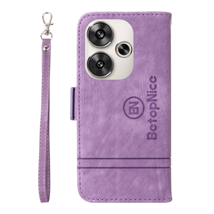 For Xiaomi Poco F6 BETOPNICE Dual-side Buckle Leather Phone Case(Purple)