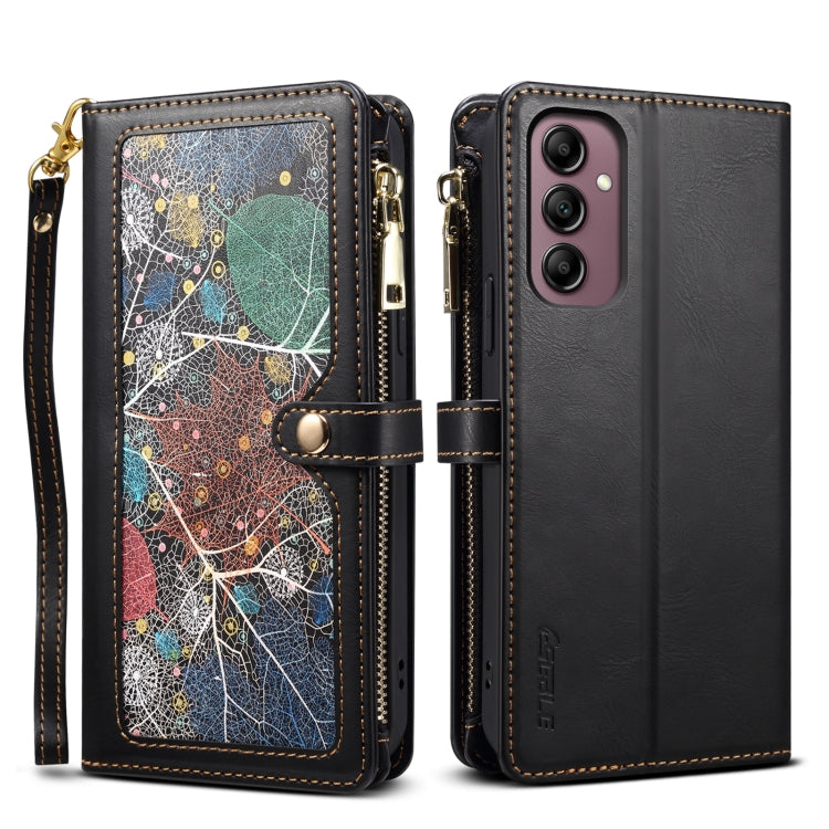 For Samsung Galaxy S25+ 5G ESEBLE Star Series Lanyard Zipper Wallet RFID Leather Case(Black)