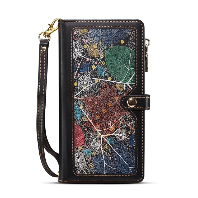 For Samsung Galaxy S25+ 5G ESEBLE Star Series Lanyard Zipper Wallet RFID Leather Case(Black)