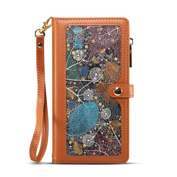 For Samsung Galaxy S24+ 5G ESEBLE Star Series Lanyard Zipper Wallet RFID Leather Case(Brown)