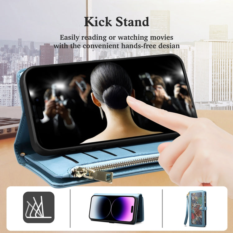 For Samsung Galaxy S24+ 5G ESEBLE Star Series Lanyard Zipper Wallet RFID Leather Case(Blue)