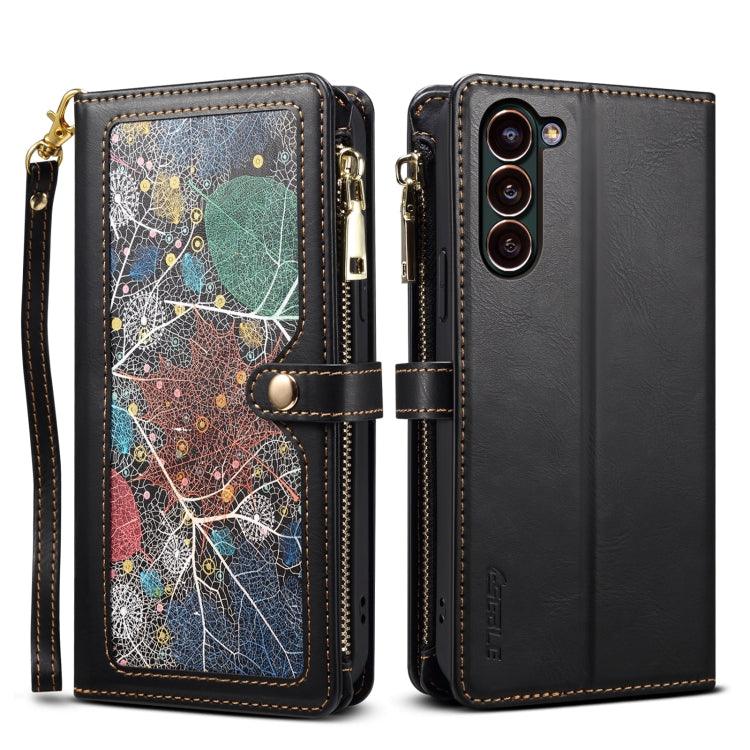 For Samsung Galaxy S24+ 5G ESEBLE Star Series Lanyard Zipper Wallet RFID Leather Case(Black)
