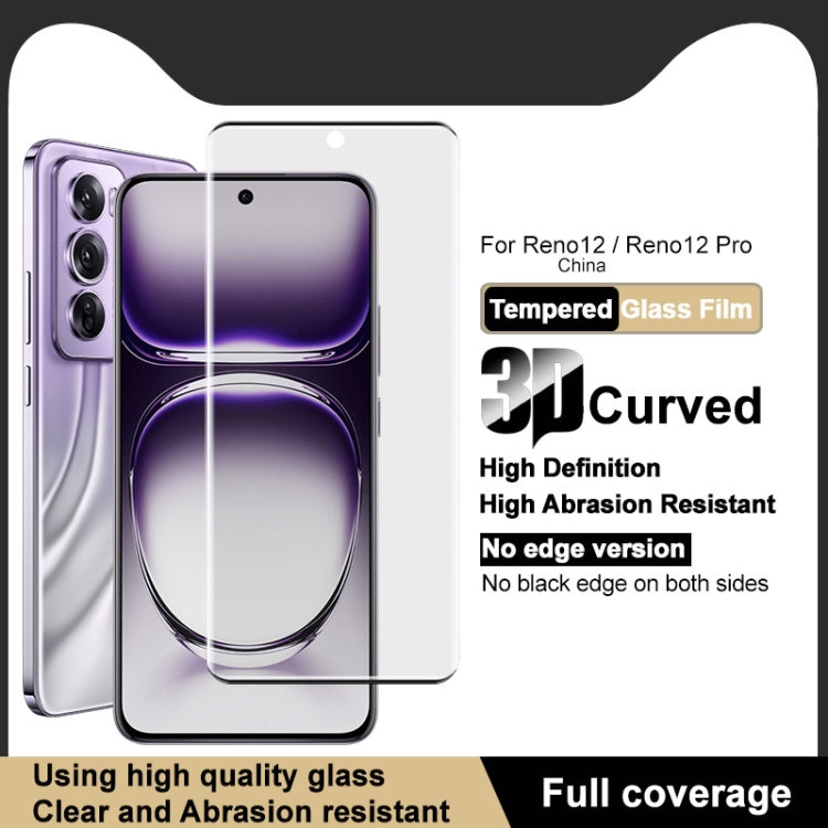 For OPPO Reno12 Pro Global imak No Edge Version 3D Curved Full Screen Tempered Glass Film