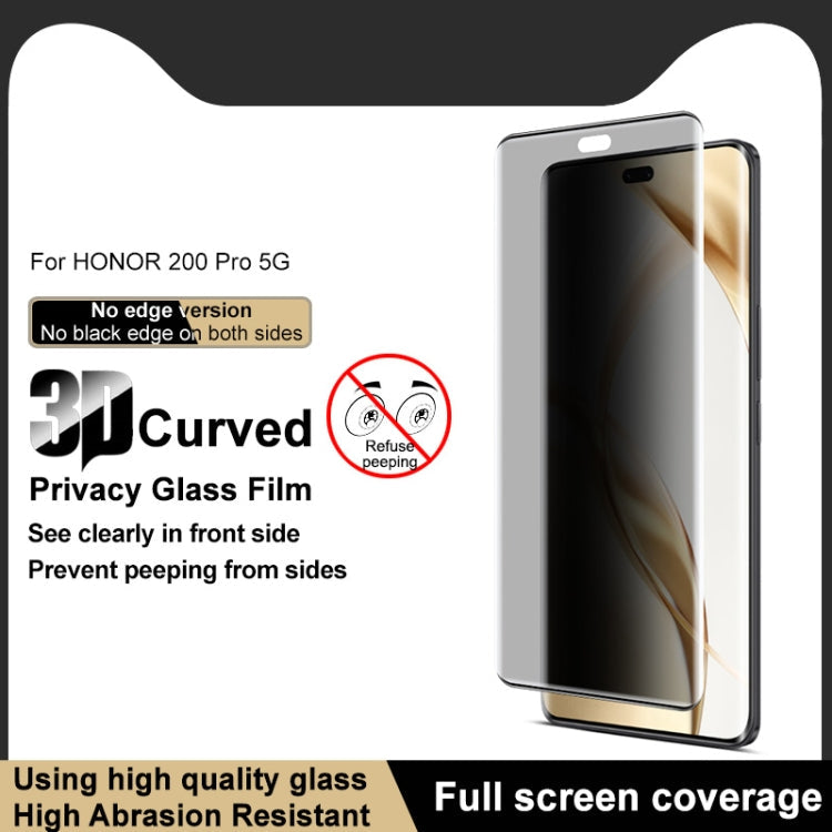 For Honor 200 Pro imak No Edge Version 3D Curved Privacy Full Screen Tempered Glass Film