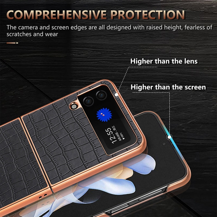 For Samsung Galaxy Z Flip3 5G AZNS Electroplated Frame Crocodile Texture Full Coverage Phone Case(Green)