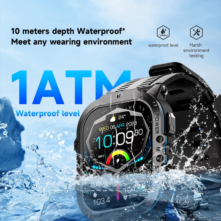 LEMFO C26 1.96 inch Sport Smart Watch, Support Bluetooth Call / Message Notification / Heart Rate / Blood Pressure Health Monitor(Blue)