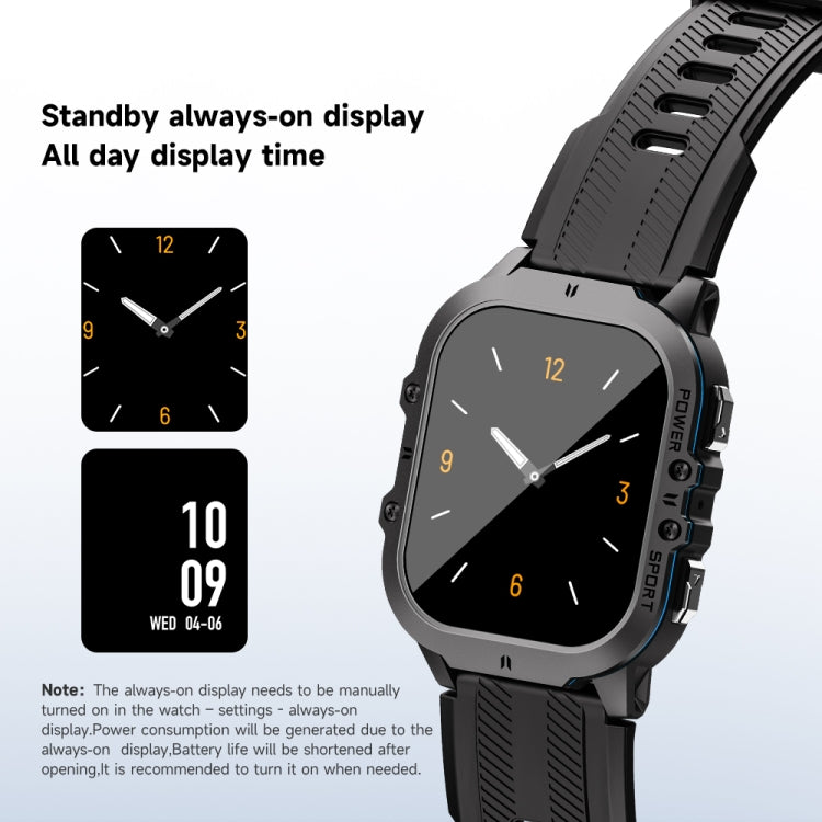 LEMFO C26 1.96 inch Sport Smart Watch, Support Bluetooth Call / Message Notification / Heart Rate / Blood Pressure Health Monitor(Blue)