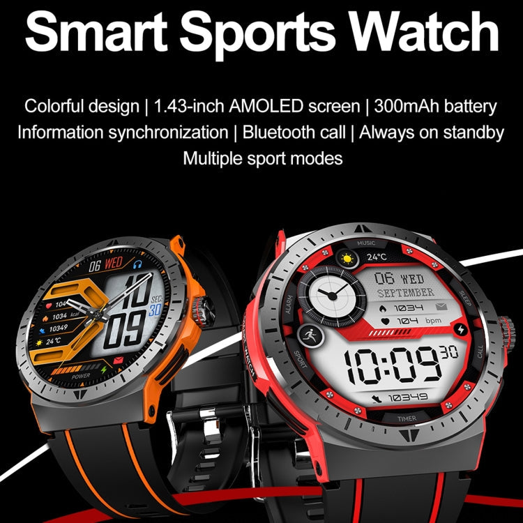 LEMFO HK52 1.43 inch BT5.3 IP68 Sport Smart Watch, Support Bluetooth Call / Message Notification / Heart Rate / Blood Pressure Health Monitor(Orange)