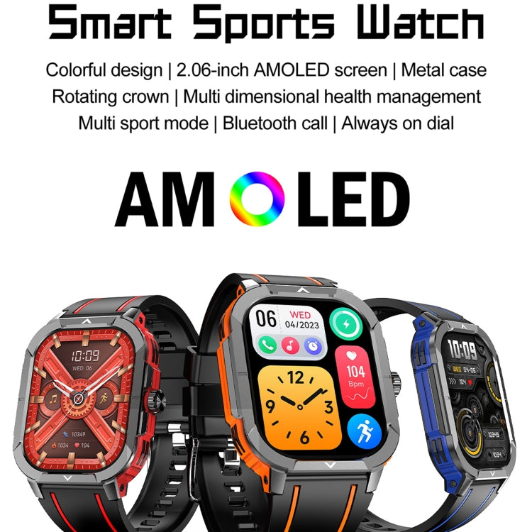 LEMFO HK56 2.06 inch BT5.3 IP68 Sport Smart Watch, Support Bluetooth Call / Message Notification / Heart Rate / Blood Pressure Health Monitor(Red)
