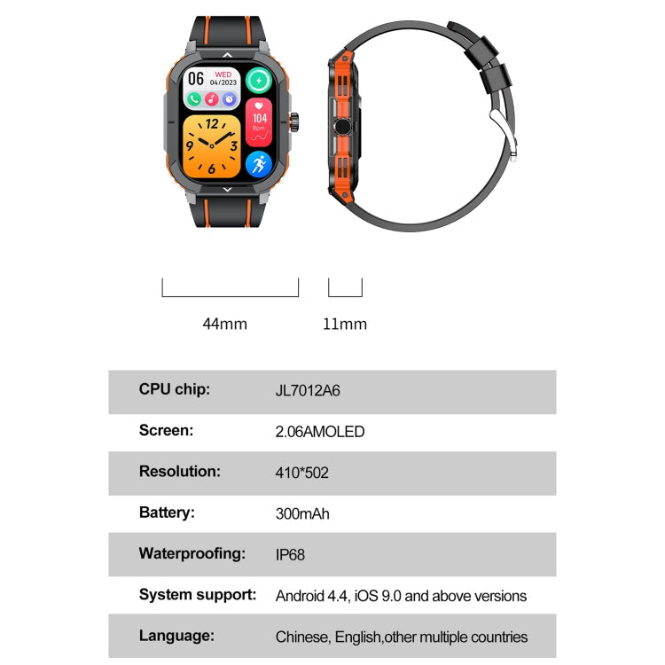 LEMFO HK56 2.06 inch BT5.3 IP68 Sport Smart Watch, Support Bluetooth Call / Message Notification / Heart Rate / Blood Pressure Health Monitor(Blue)