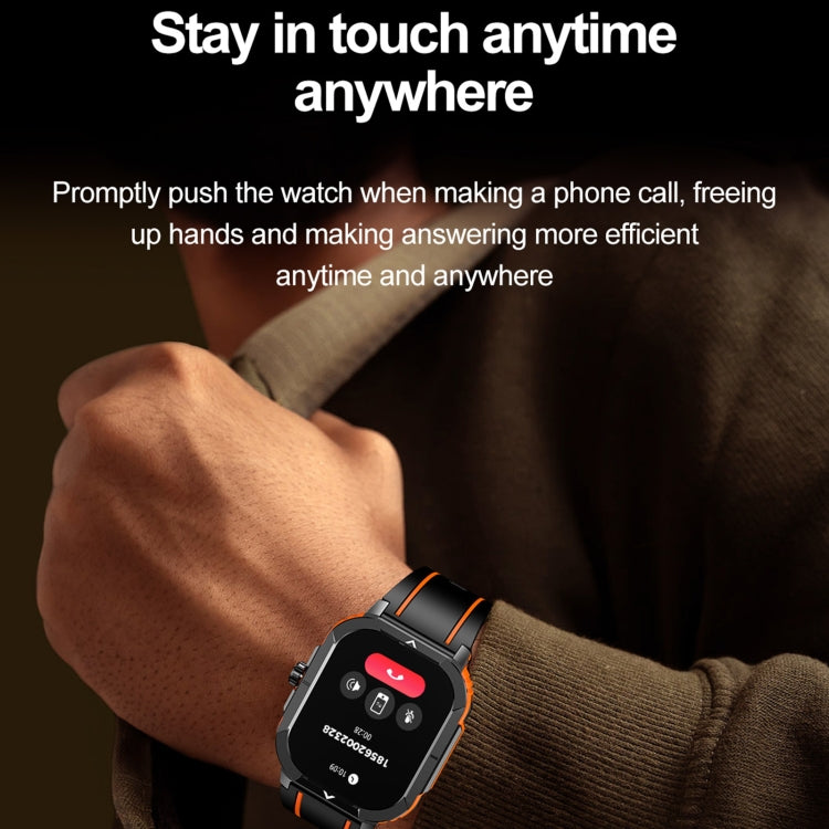 LEMFO HK56 2.06 inch BT5.3 IP68 Sport Smart Watch, Support Bluetooth Call / Message Notification / Heart Rate / Blood Pressure Health Monitor(Orange)