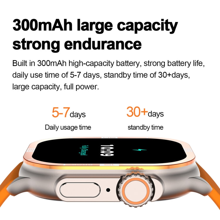 HK96S 2.06 inch BT5.3 IP68 Sport Smart Watch, Support Bluetooth Call / Sleep / Blood Oxygen / Heart Rate / Blood Pressure Health Monitor(Orange)