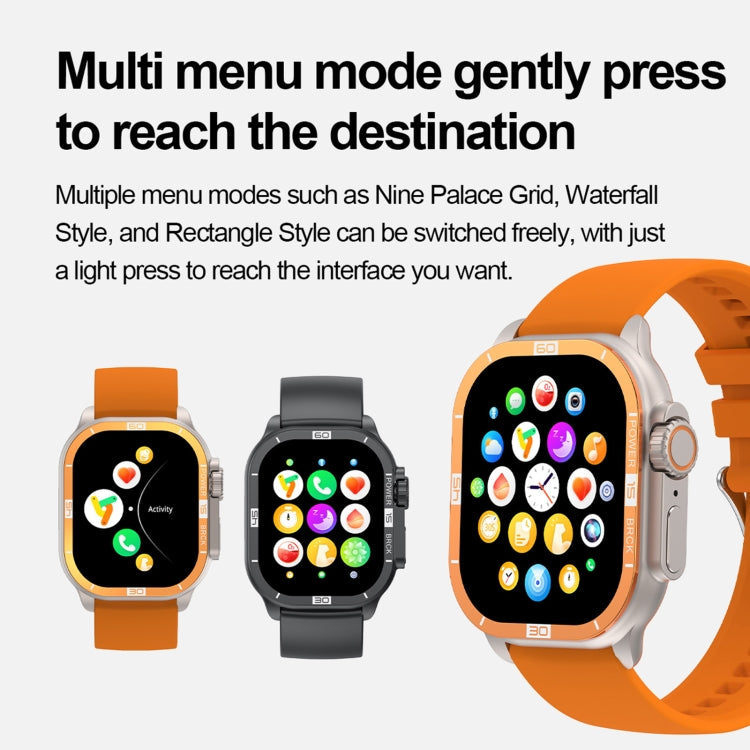 HK96S 2.06 inch BT5.3 IP68 Sport Smart Watch, Support Bluetooth Call / Sleep / Blood Oxygen / Heart Rate / Blood Pressure Health Monitor(Orange)